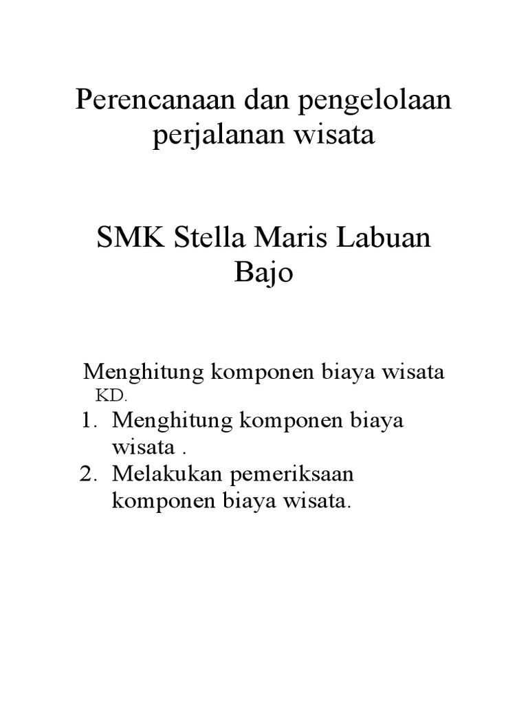 Menghitung Komponen Biaya Wisata | PDF