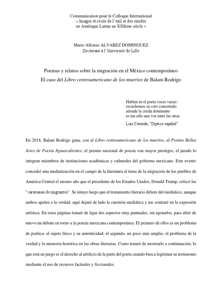 Ponencia Sobre El Libro Centroamericano de Los Muertos de Balam Rodrigo ...
