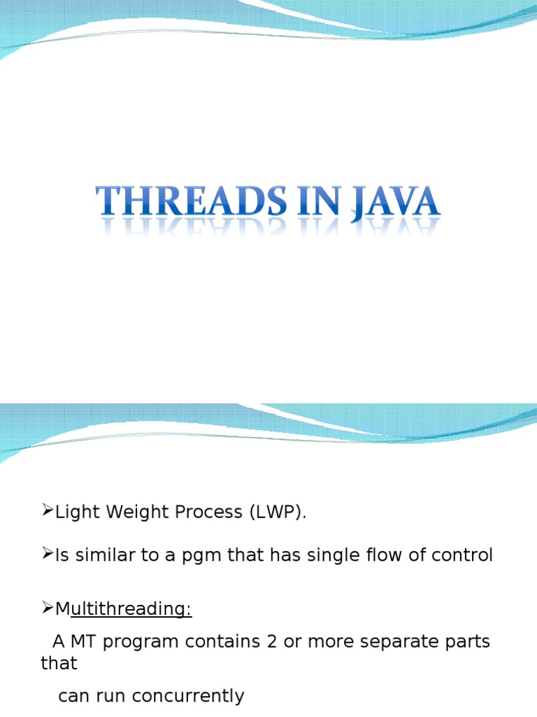 Thread in Java PDF Thread Java (Programming Language)