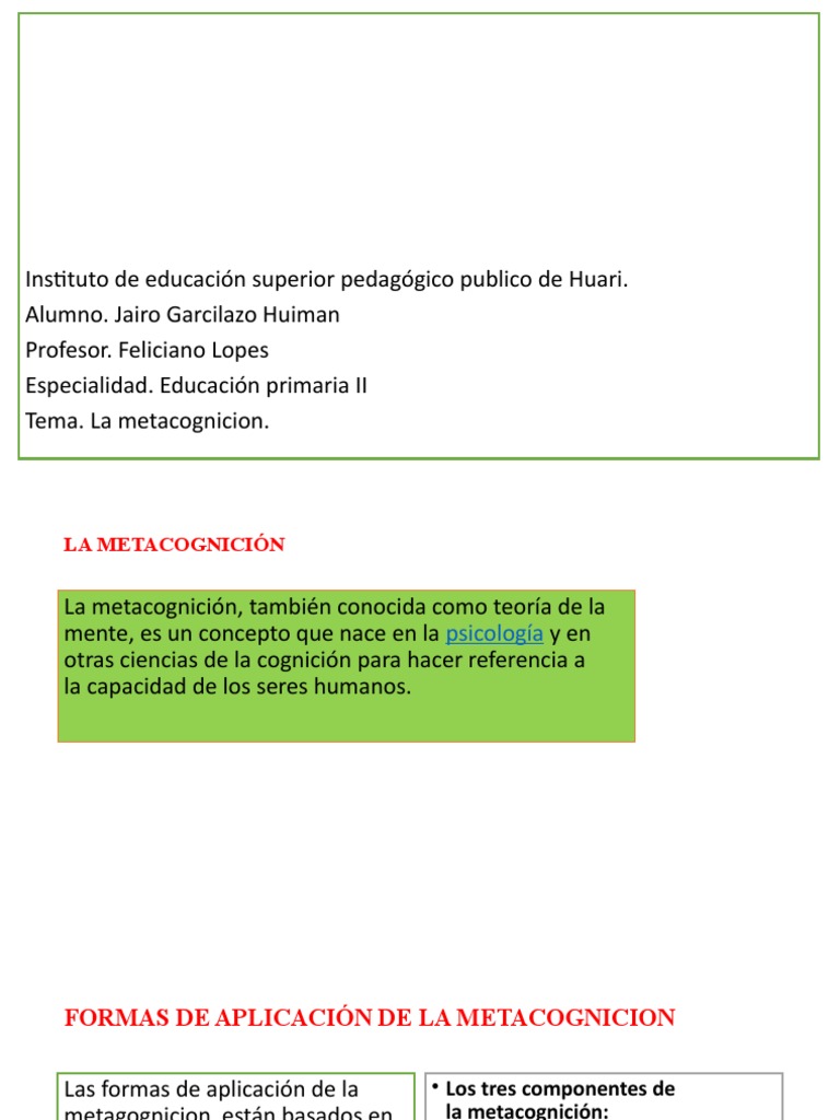 Metacognición en Educación Primaria | PDF | Teoria de la mente | Cognición
