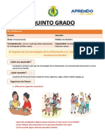 Quinto Grado: El Impacto de Las Tecnologías de La Información y La Comunicación en Nuestra Convivencia Familiar