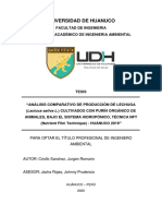 Análisis comparativo de producción de lechuga bajo sistema hidropónico con purín orgánico