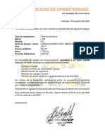 Certificado de Operatividad de Maquinaria - JCB 3C