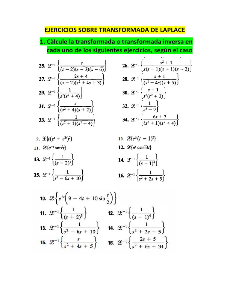 Ejercicios Sobre Transformada de Laplace | PDF