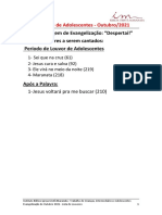 4 - Lista de Louvores - ADO - Evangelização Outubro 2021 - Despertai