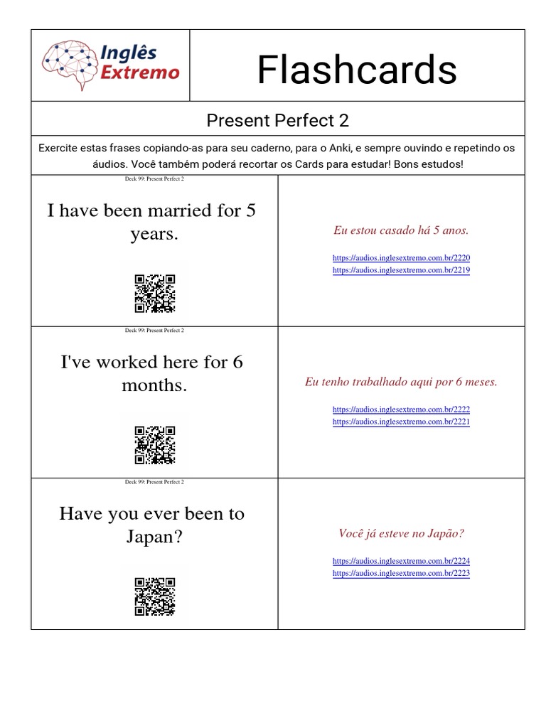 Present Perfect Practice Cards | PDF | Grammar | Linguistics