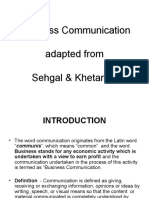 Business Communication Adapted From Sehgal & Khetarpal