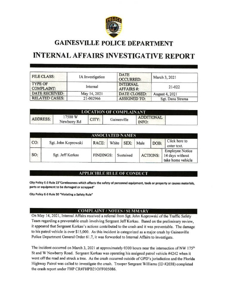 Internal Affairs Report PDF