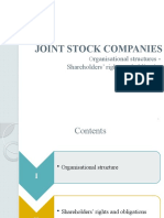 Joint Stock Companies: Rganisational Structures - Shareholders' Rights and Obligation