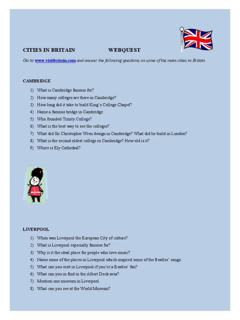 Cities in Britain Webquest: Go To | PDF
