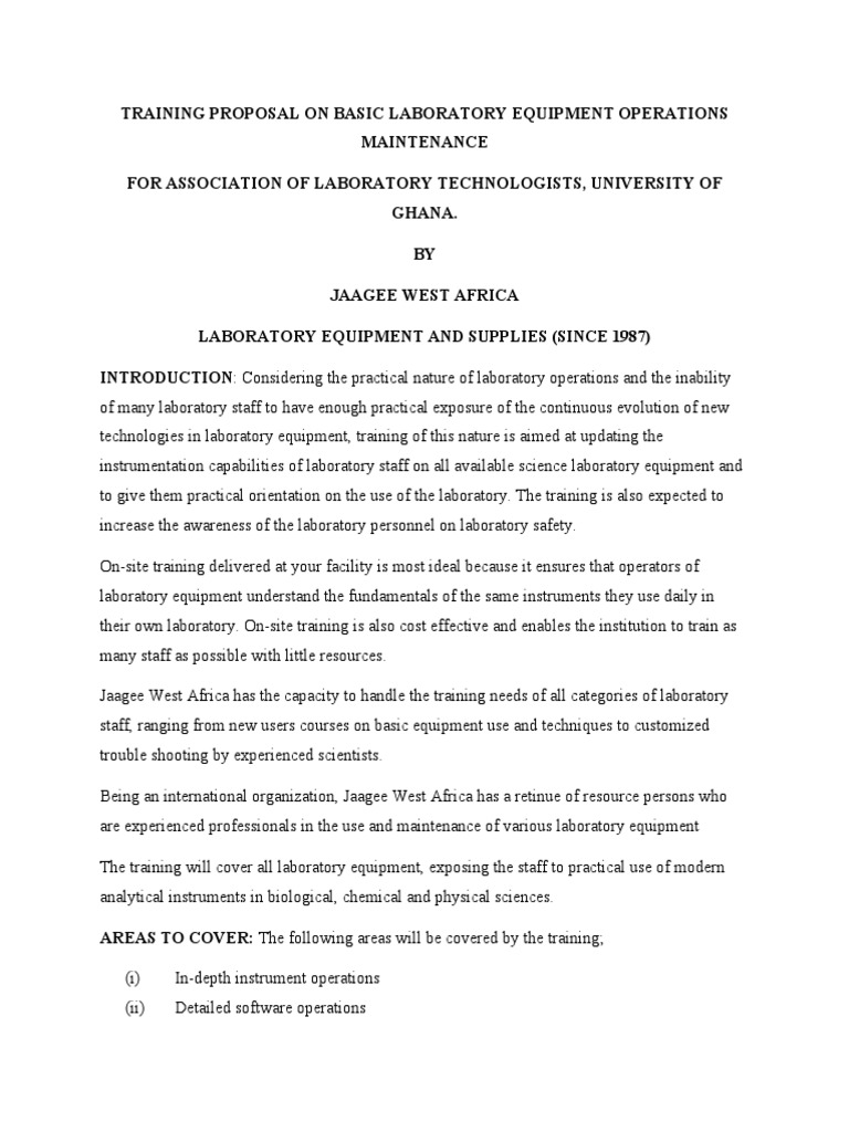 Laboratory Equipment Training Proposal | PDF | Laboratories | Calibration