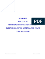 ST - 13.01.01 Technical Specifications For Flow Substances Piping Material and Valve Type Selection