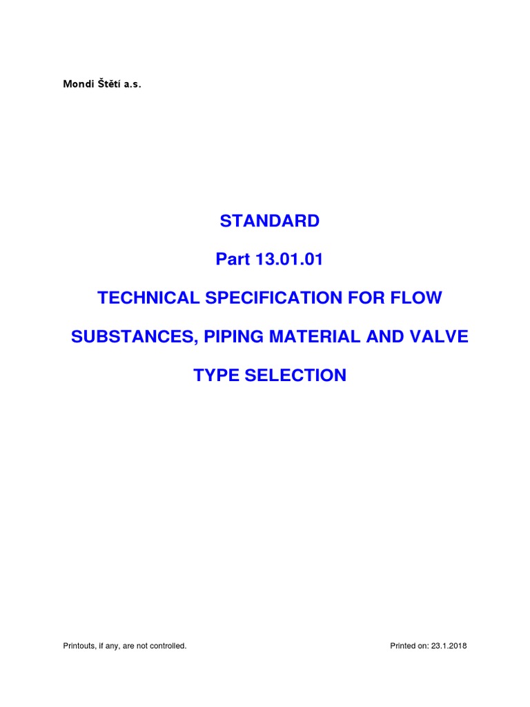 Piping Material and Valve Selection Guide | PDF | Valve | Pipe (Fluid ...