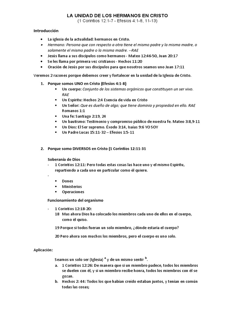 Unidad de los Hermanos en Cristo | PDF
