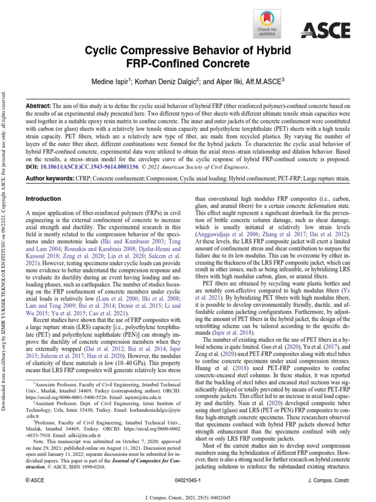 Cyclic Compressive Behavior of Hybrid FRP-Confined Concrete | PDF ...