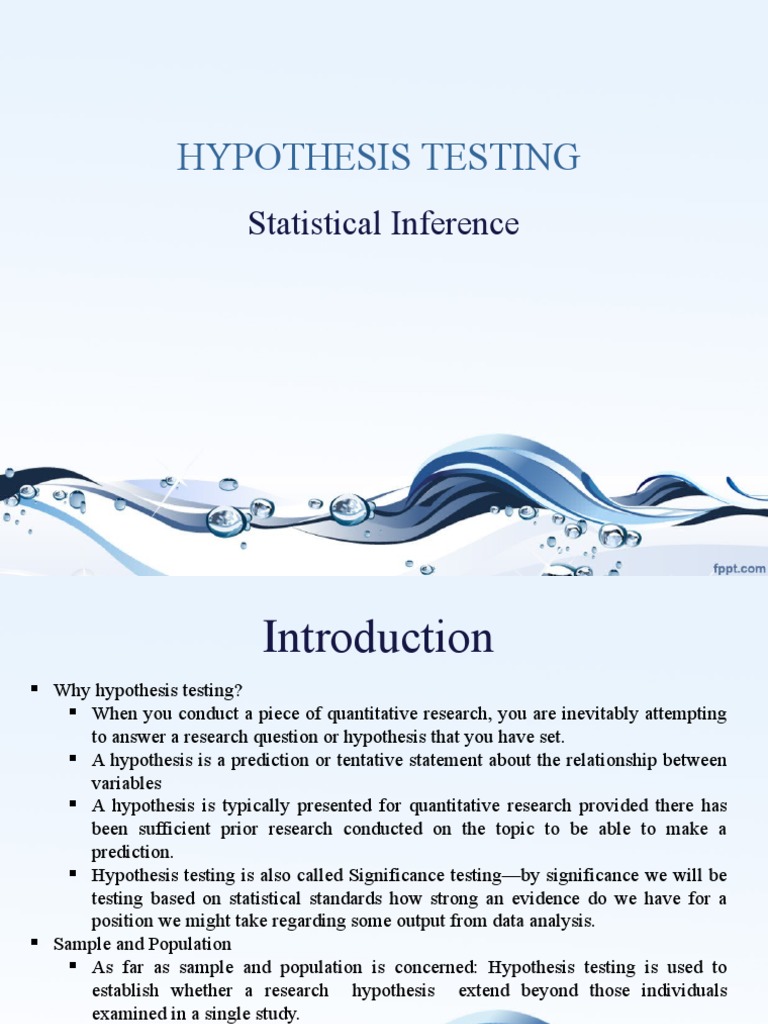 Statistical Inference Hypothesis Testing Pdf Statistics Hypothesis