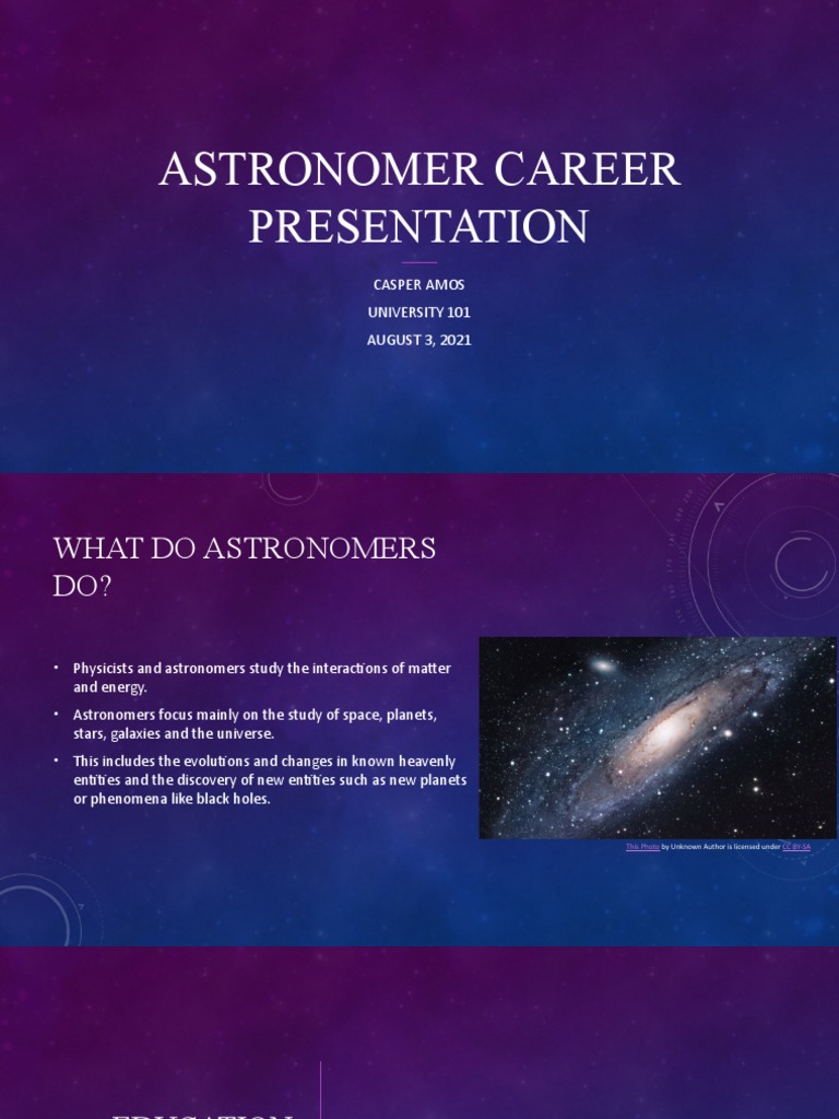 Astronomer Career Presentation PDF Astronomy Science