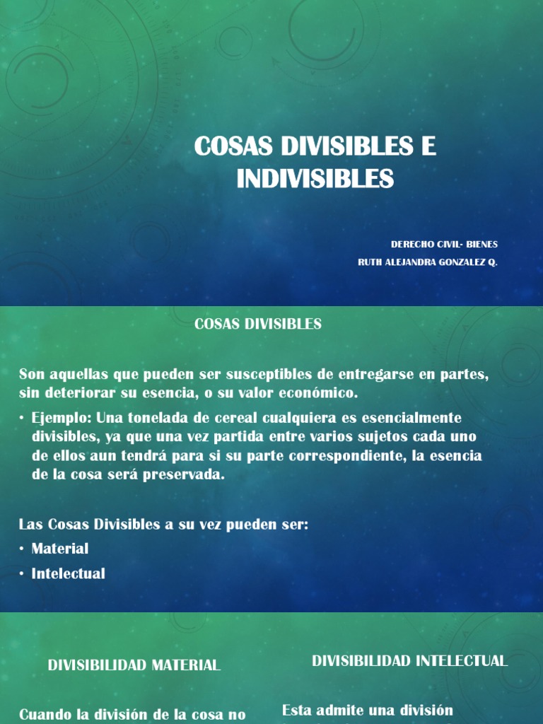 Bienes Divisibles e Indivisibles: Ejemplos | PDF