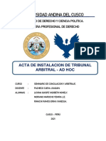 Acta de Instalación de Tribunal Arbitral