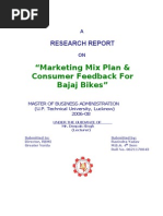 Marketing Mix Plan and Consumer Feedback For Bajaj Bikes