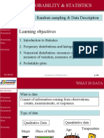 Probability & Statistics: Learning Objectives