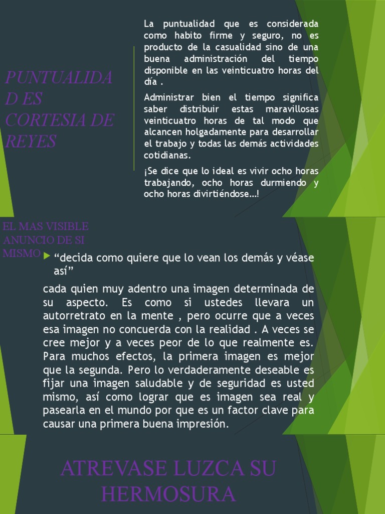 PUNTUALIDAD ES CORTESIA DE REYES, Desarrollo Personal PDF
