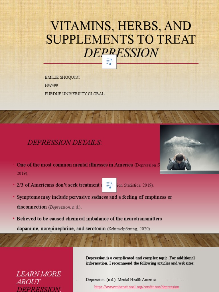 hw499 Unit 4 Assignment PDF Dietary Supplements Major Depressive