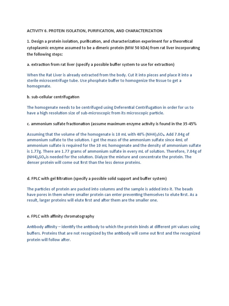 Protein Isolation and Purification Protocol | PDF | Protein ...