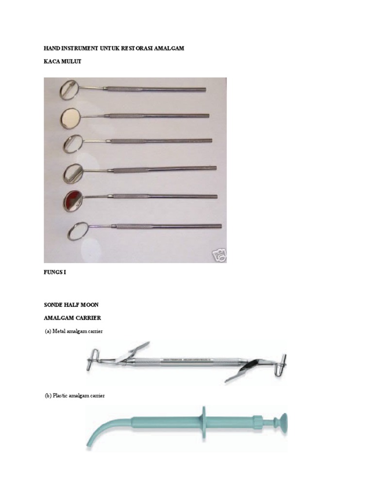 Hand Instrument Untuk Restorasi Amalgam | PDF