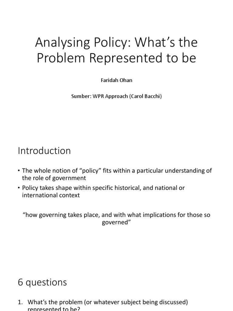 Understanding Policy Problematisations | PDF
