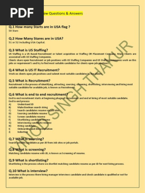 US IT Recruiter Interview Questions and Answers | PDF | Asylum 