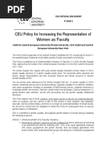 CEU Policy For Increasing The Representation of Women As Faculty