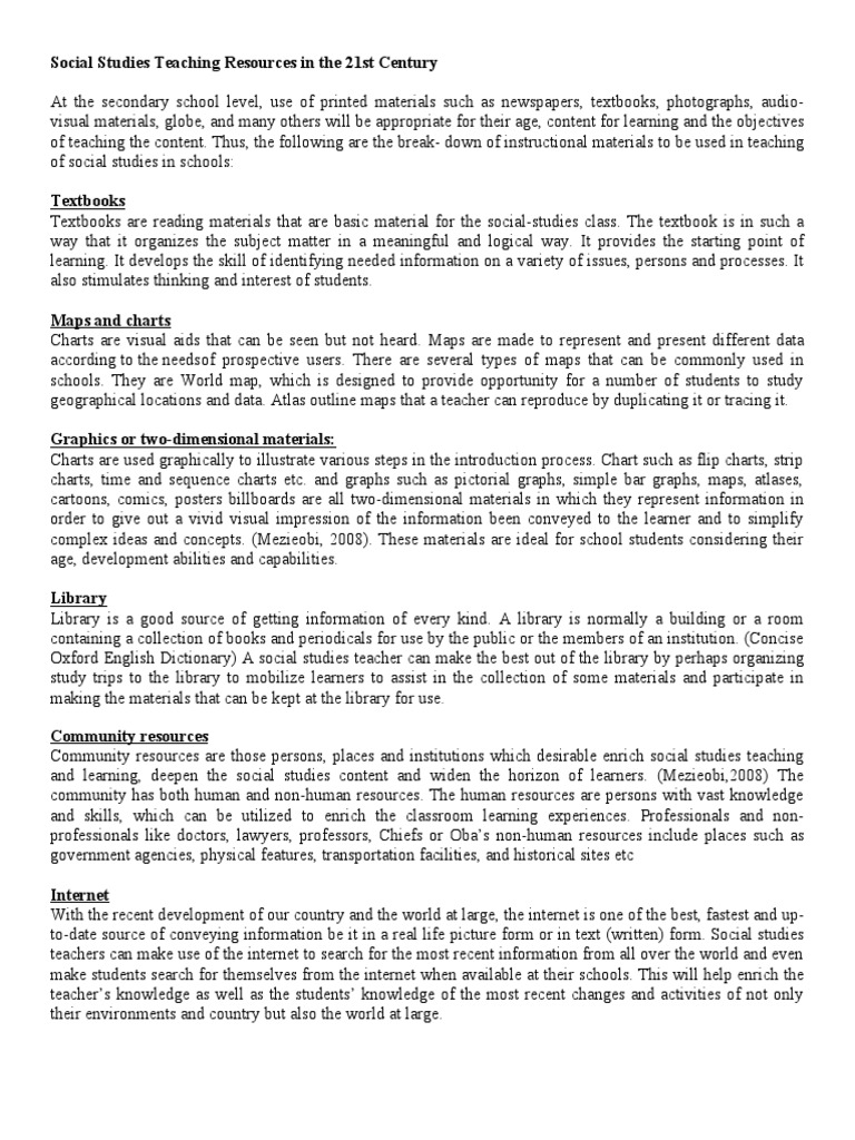 A Comprehensive Guide to Effective Social Studies Teaching Resources in the 21st Century