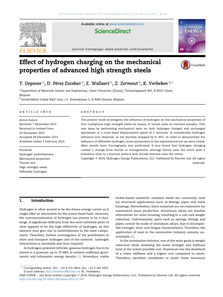 Effect of Hydrogen Charging On The Mechanical Properties of AHSS | PDF ...