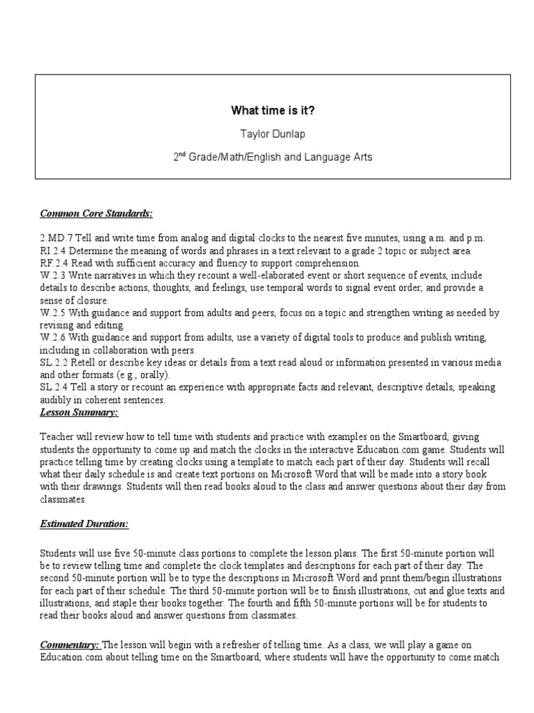 Teaching Time in 2nd Grade Classrooms | PDF | Teachers | Teaching