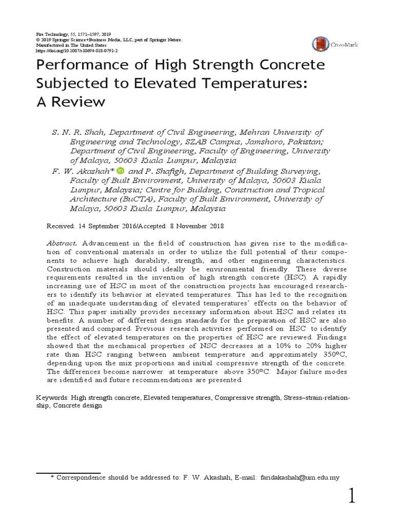 Performance of High Strength Concrete Subjected To Elevated ...