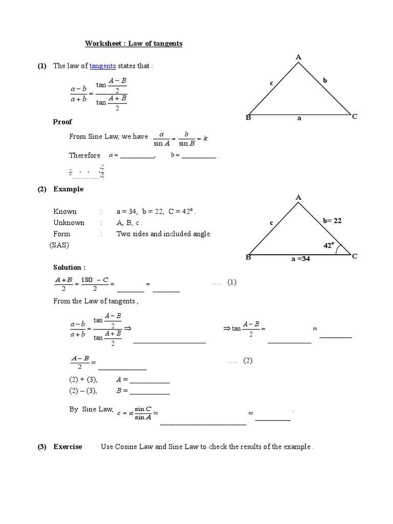 Law Of Tangents Calculator
