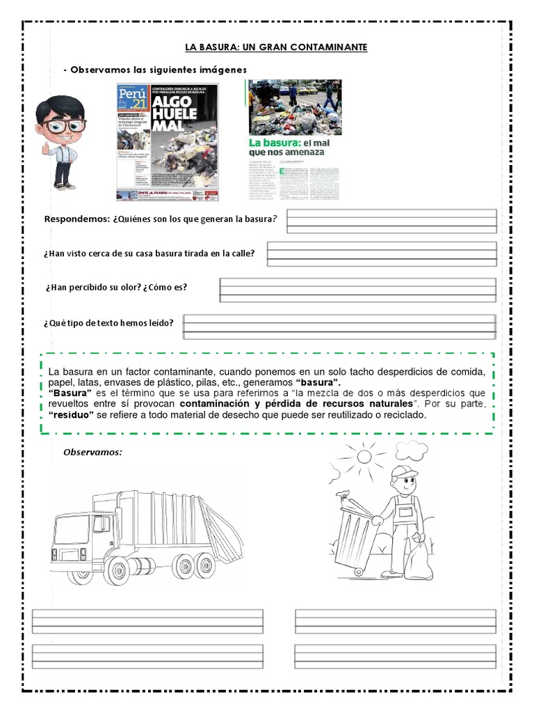 Ficha de Aprendizaje PS. Como Nos Afecta La Basura | PDF
