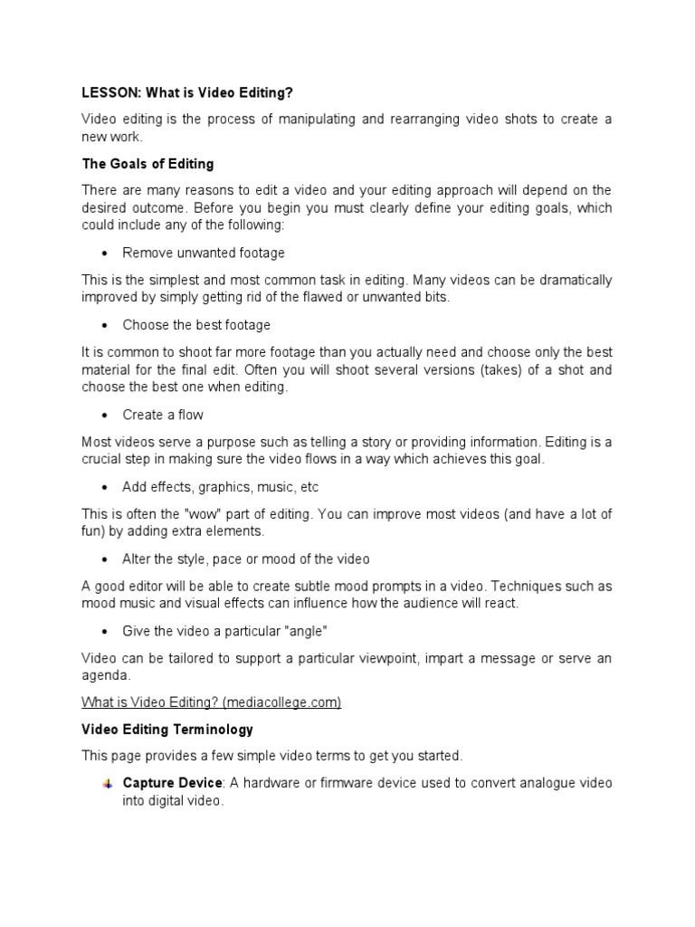 Video Editing Fundamentals Guide | PDF | Software Development | System ...