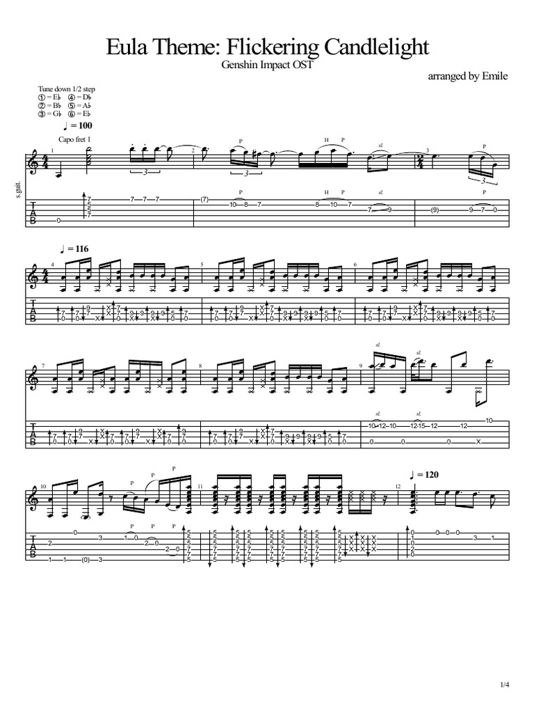 Eula Theme Flickering Candlelight PDF Guitar Family Instruments 