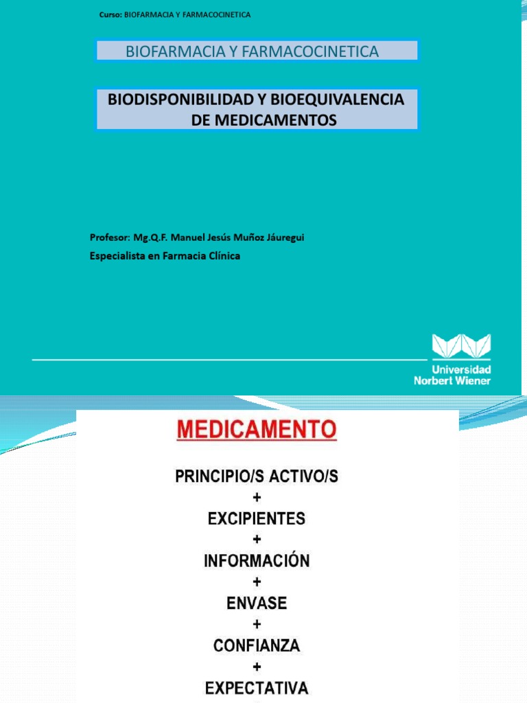 Biodisponibilidad y Bioequivalencia de Medicamentos | PDF ...