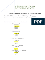 1 Final Summative Test in Mathematics 1