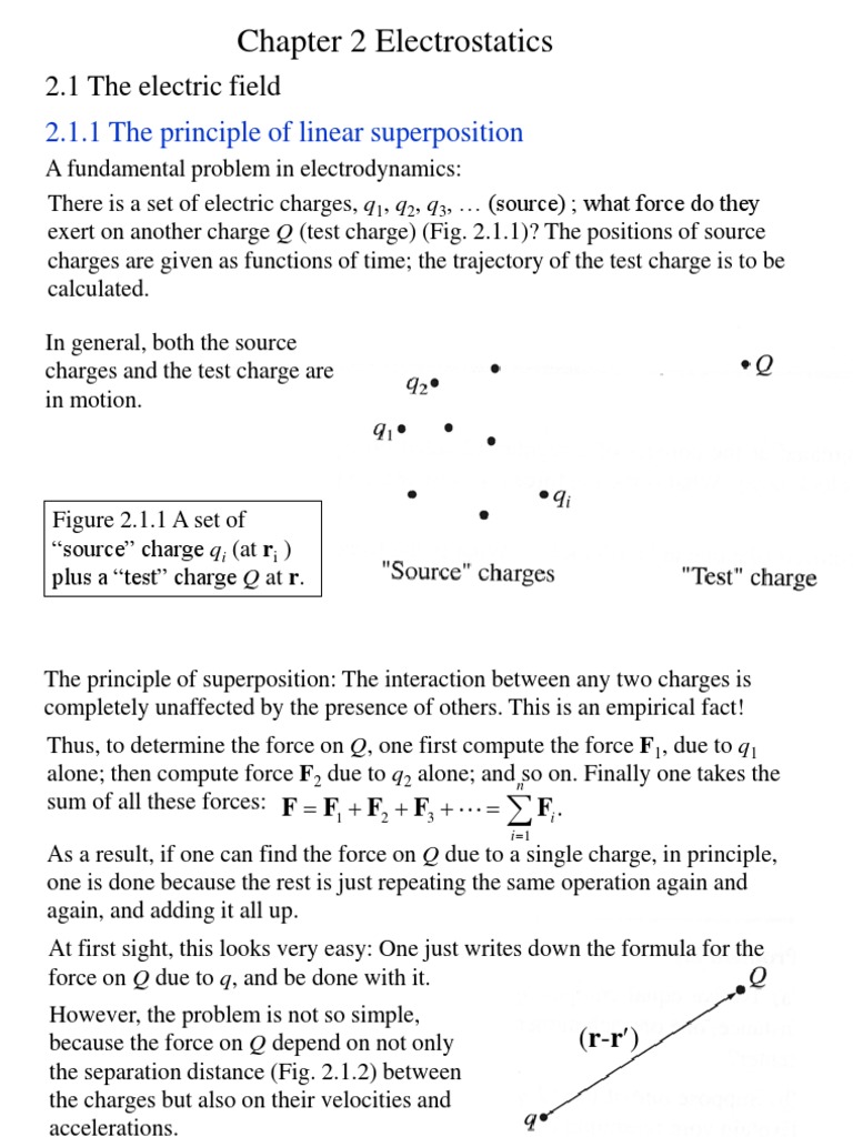 Superposition Principle in Electrostatics | PDF | Electric Field | Force
