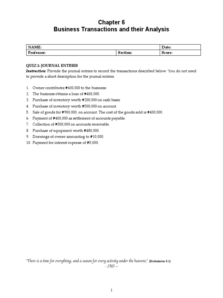 Journal Entries for Business Transactions | PDF | Financial Transaction ...