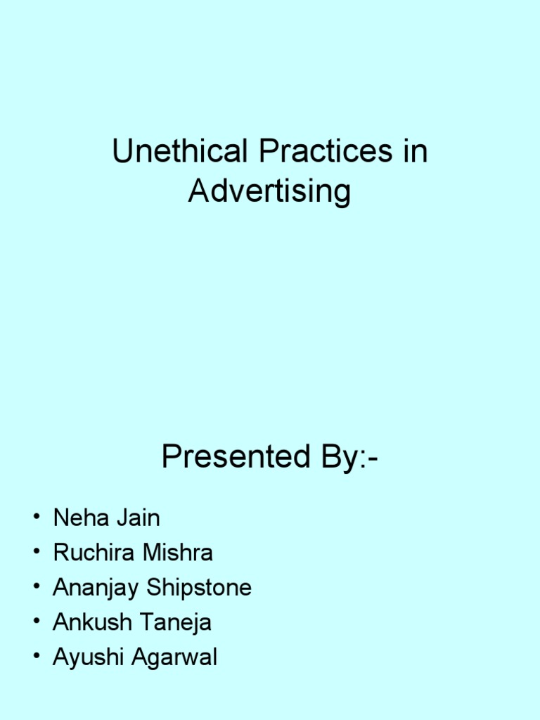 Unethical Advertising Practices Explained | PDF | Applied Ethics ...