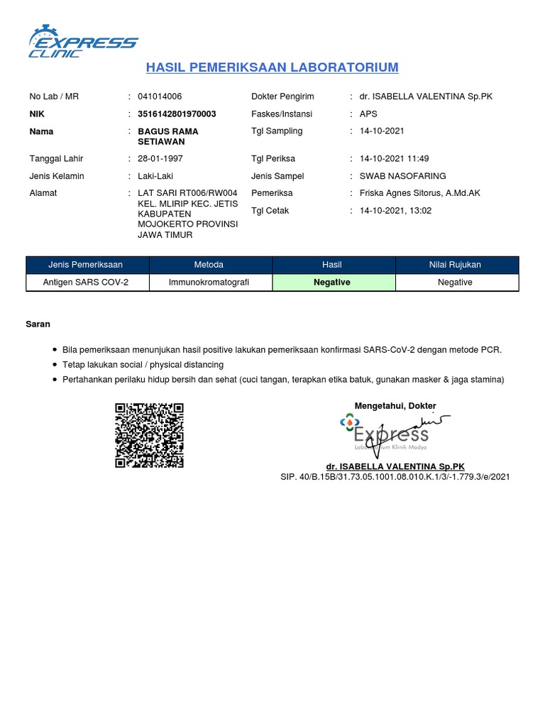 Hasil Antigen 14102021 BAGUS RAMA SETIAWAN PDF