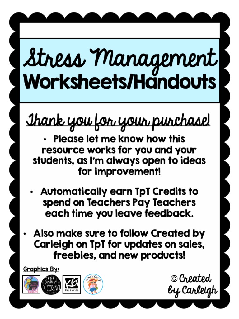 Stress Management: Worksheets/Handouts | PDF | Stress (Biology) | Self  Esteem