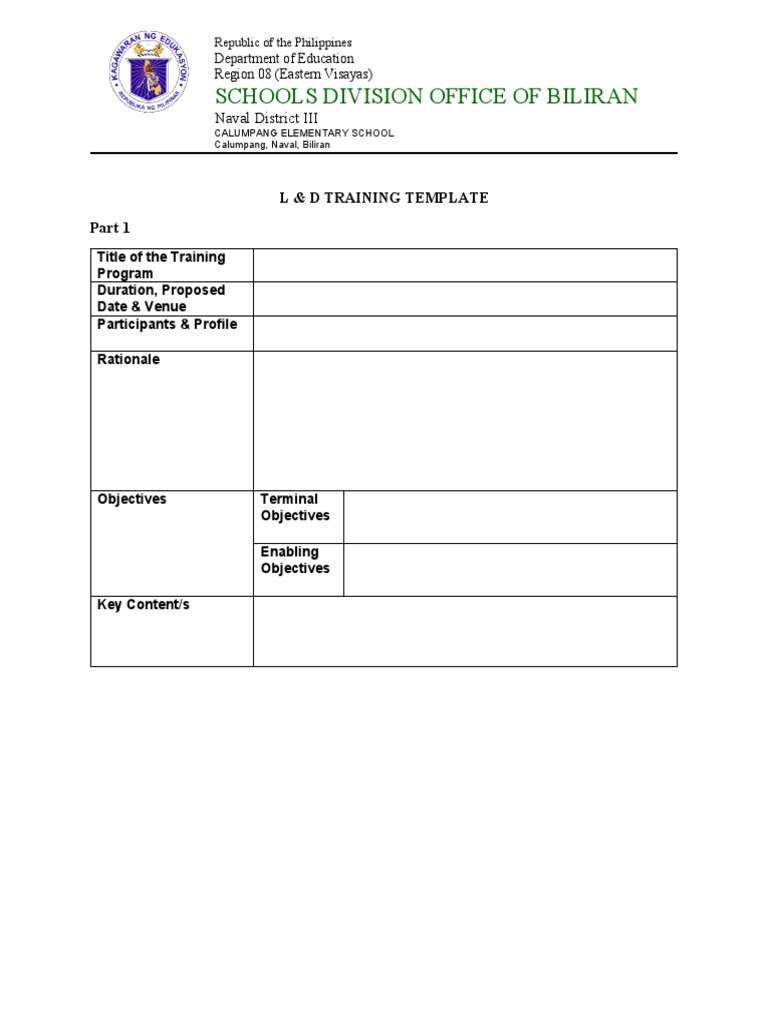 L&D Training Template for ECCD Programs | PDF