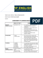 Assessment of Learning English: Result of Test Comments Grammar/ Sentence Structure