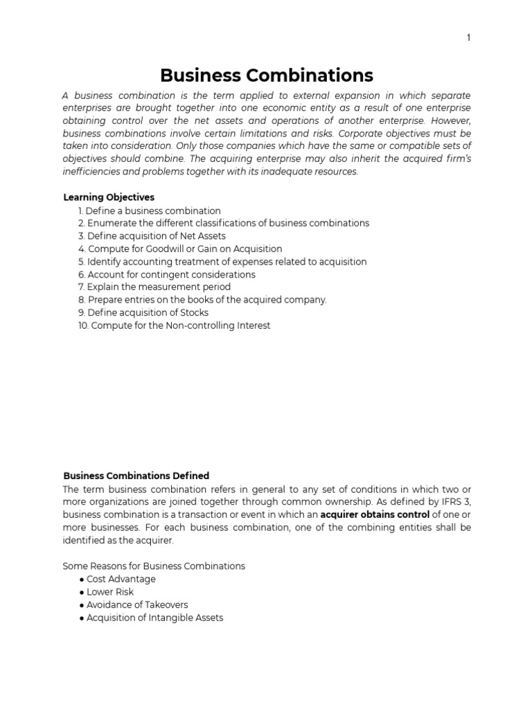 IFRS 3 Business Combinations Overview | PDF | Book Value | Goodwill ...